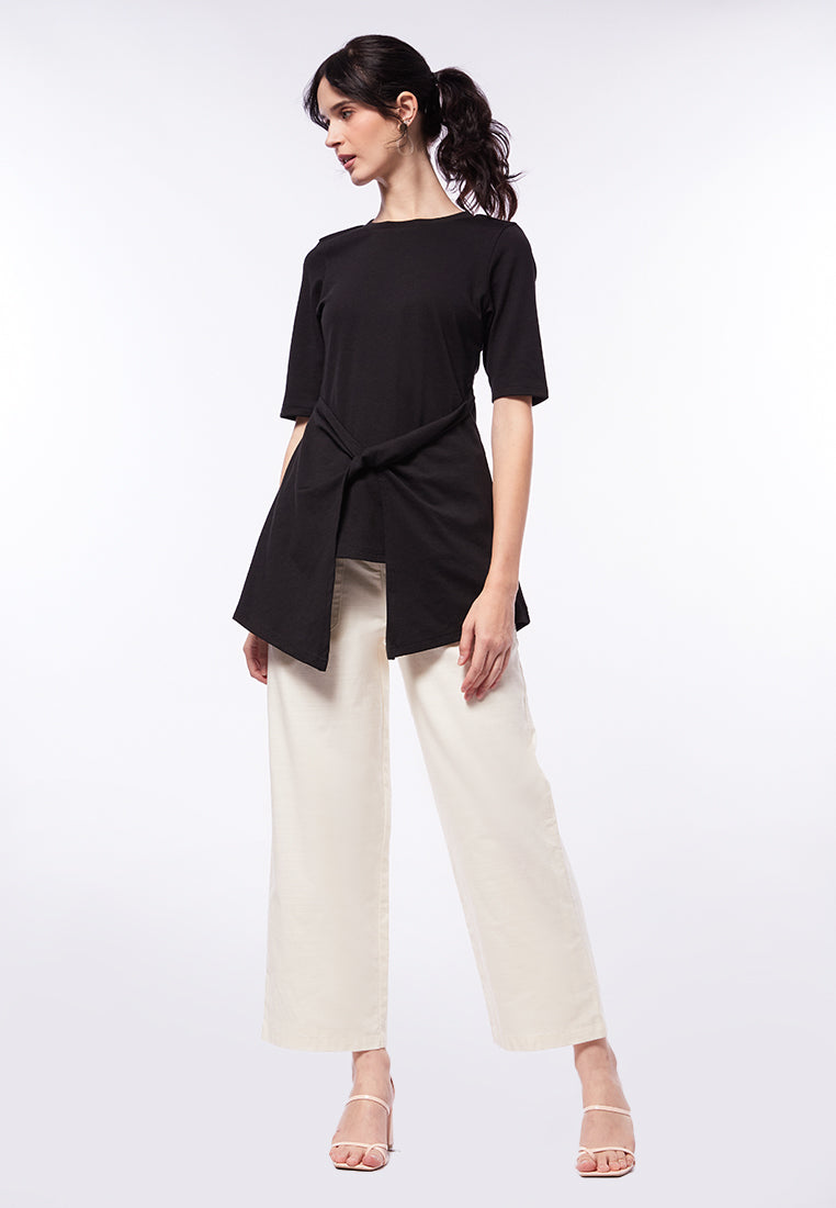 Short Sleeve Top with Drapery