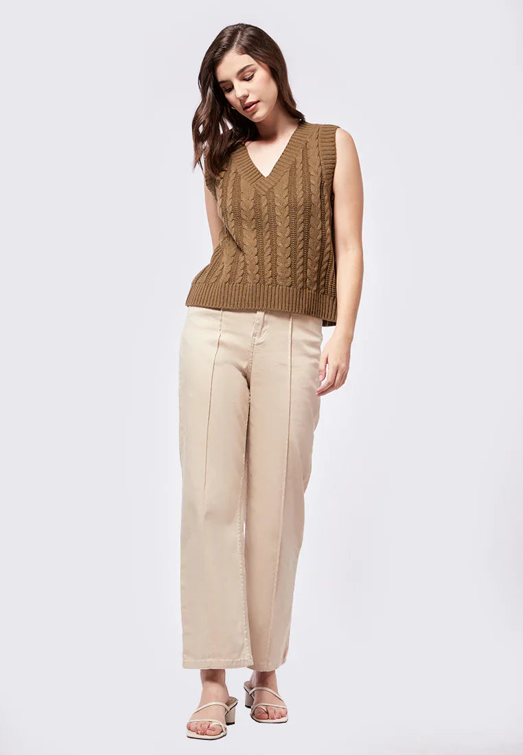 V-Neck Cable Knit Vest