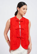 Textured Mandarin Collar Tied Vest