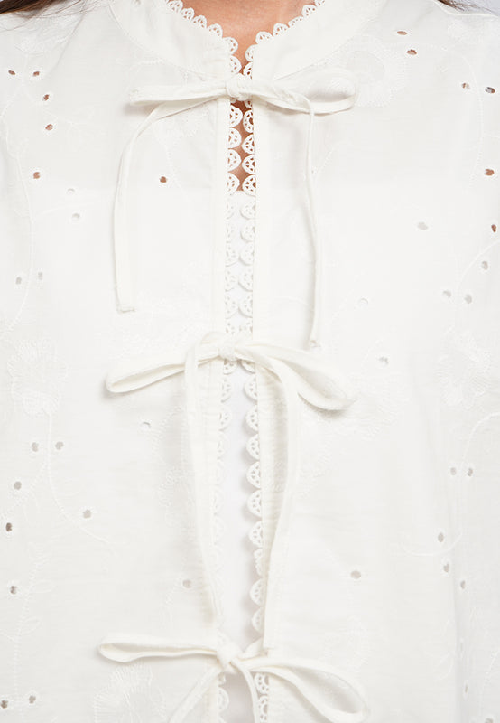 Textured Mandarin Collar Tied Vest
