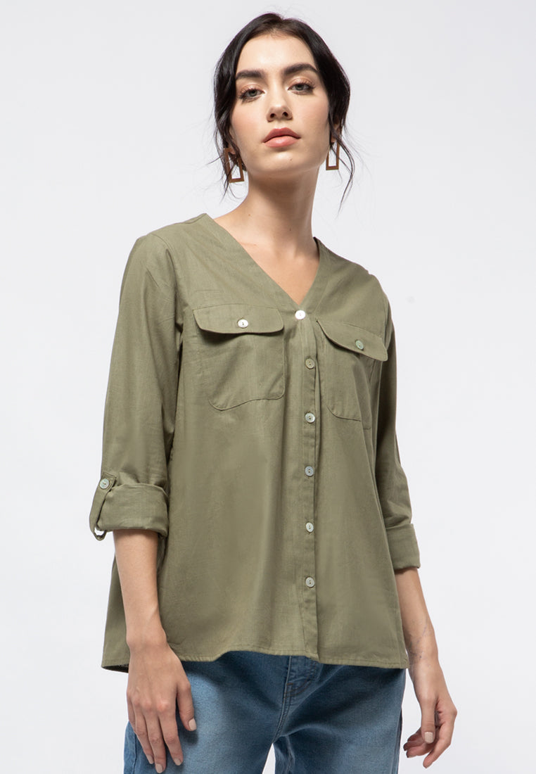 V-neck Loose Blouse