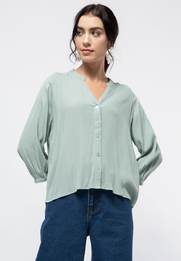 V-neck Long Sleeve Blouse