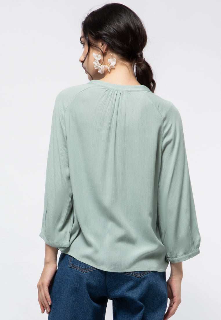 V-neck Long Sleeve Blouse
