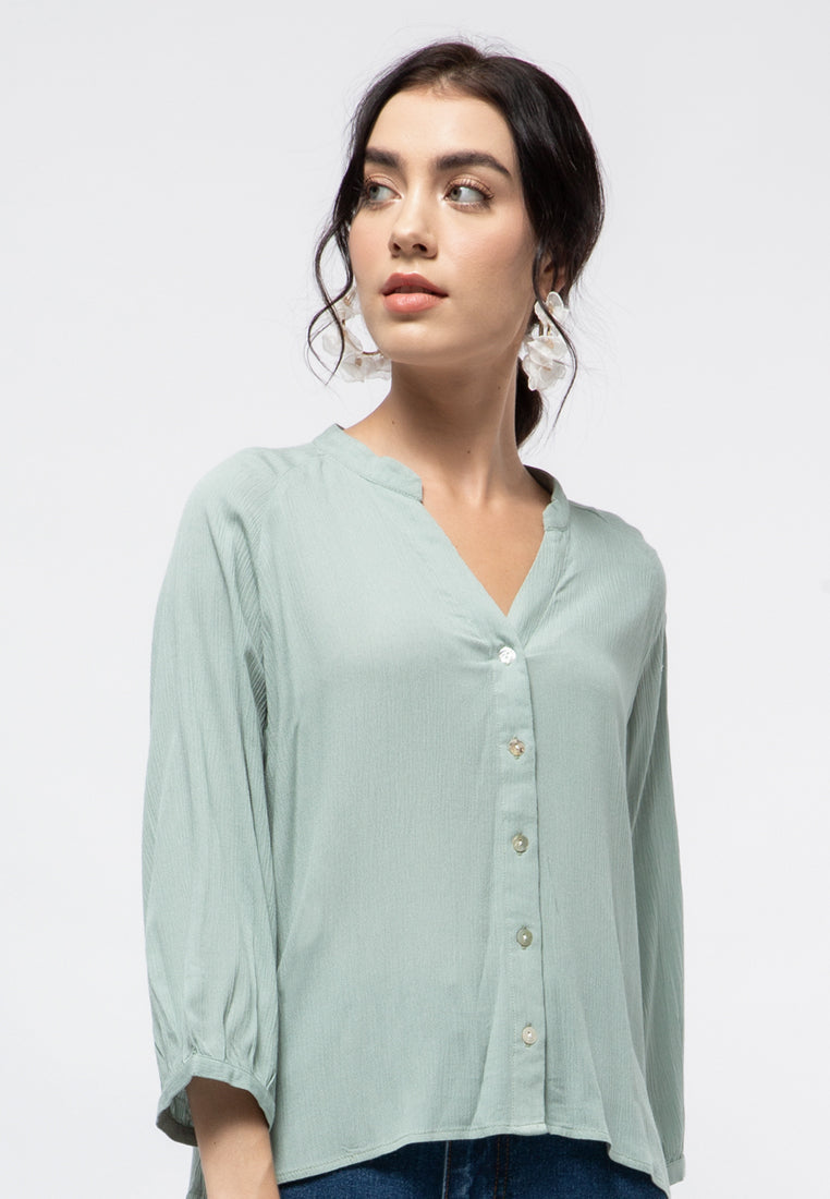 V-neck Long Sleeve Blouse