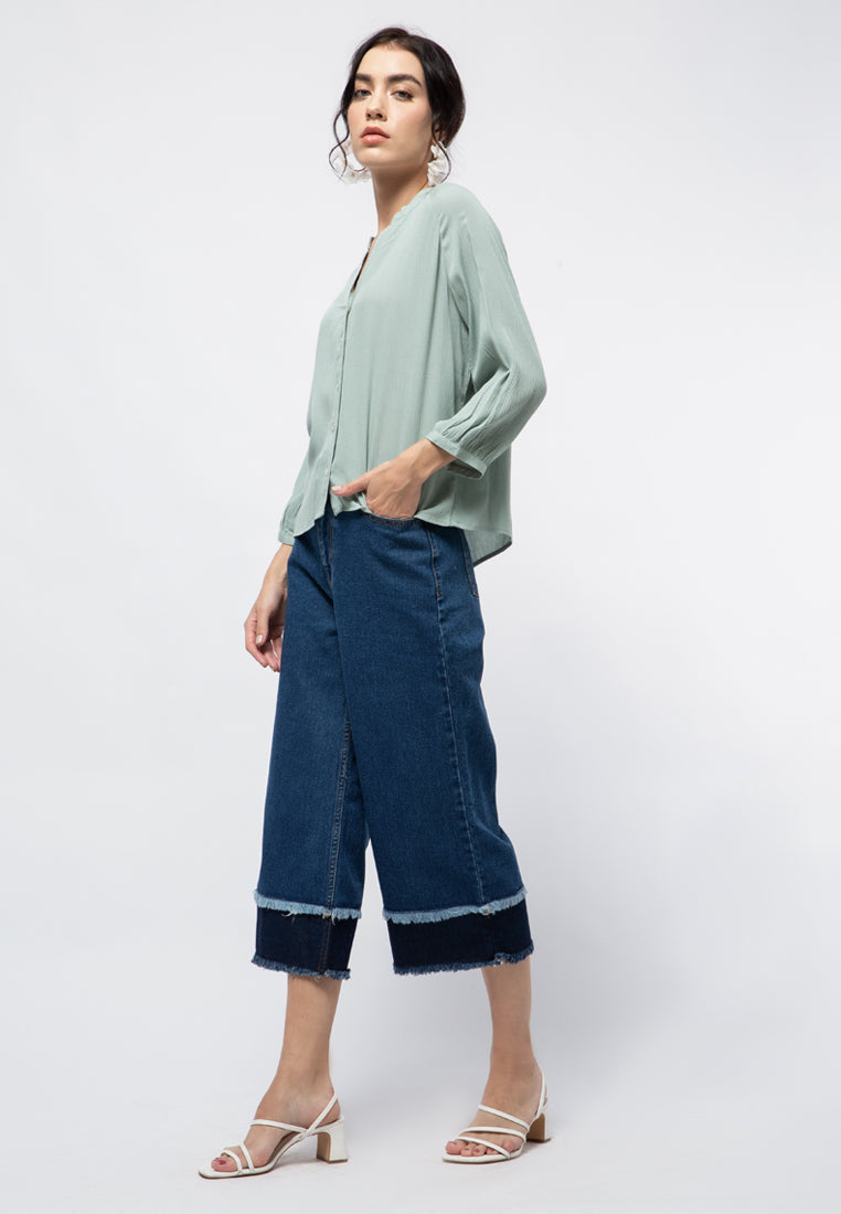 V-neck Long Sleeve Blouse