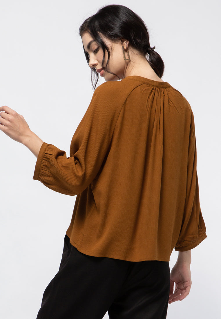 V-neck Long Sleeve Blouse