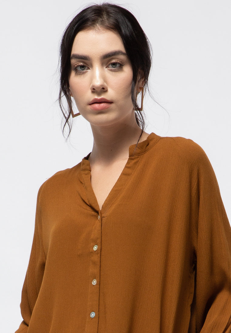 V-neck Long Sleeve Blouse
