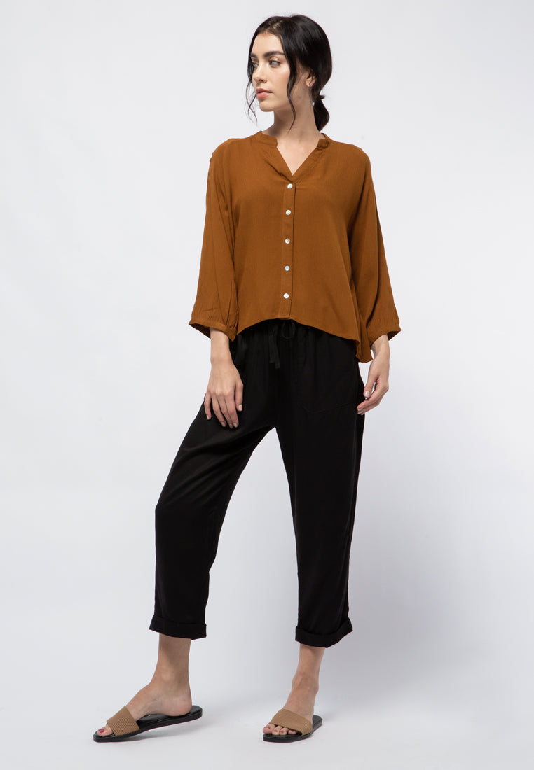 V-neck Long Sleeve Blouse