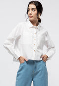 Crop Blouse with Patch Pocket