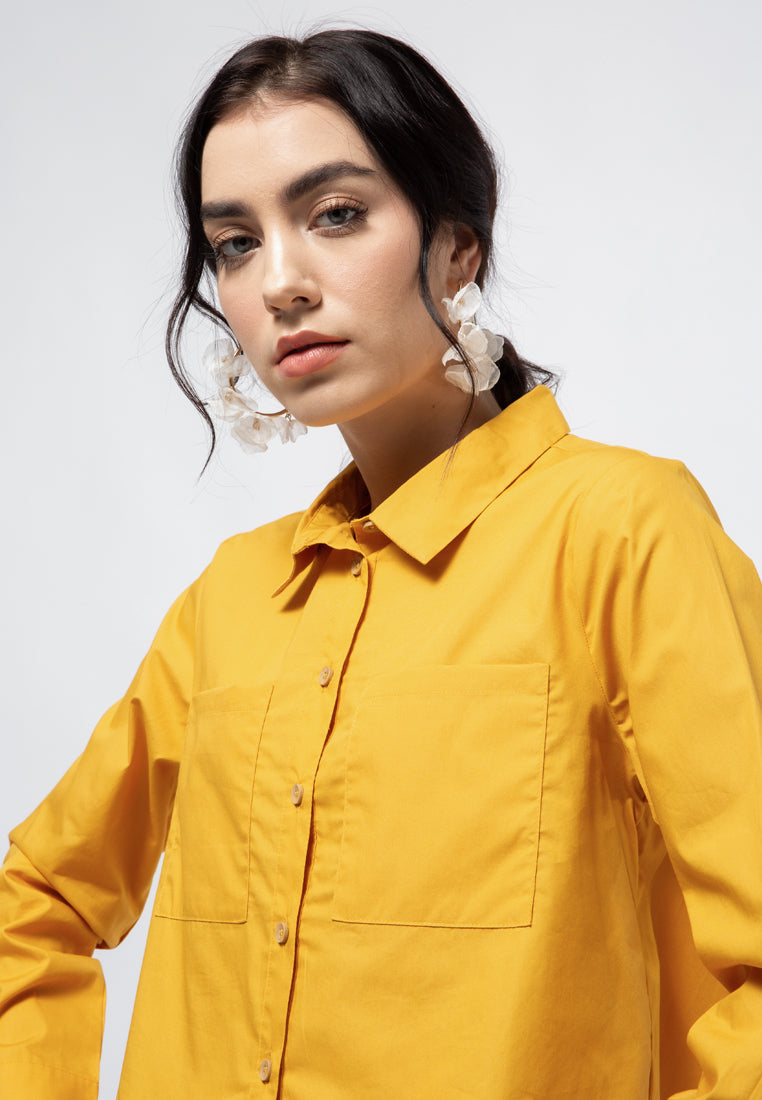 Crop Blouse with Patch Pocket