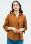 Long Sleeve Blouse with Open Collar