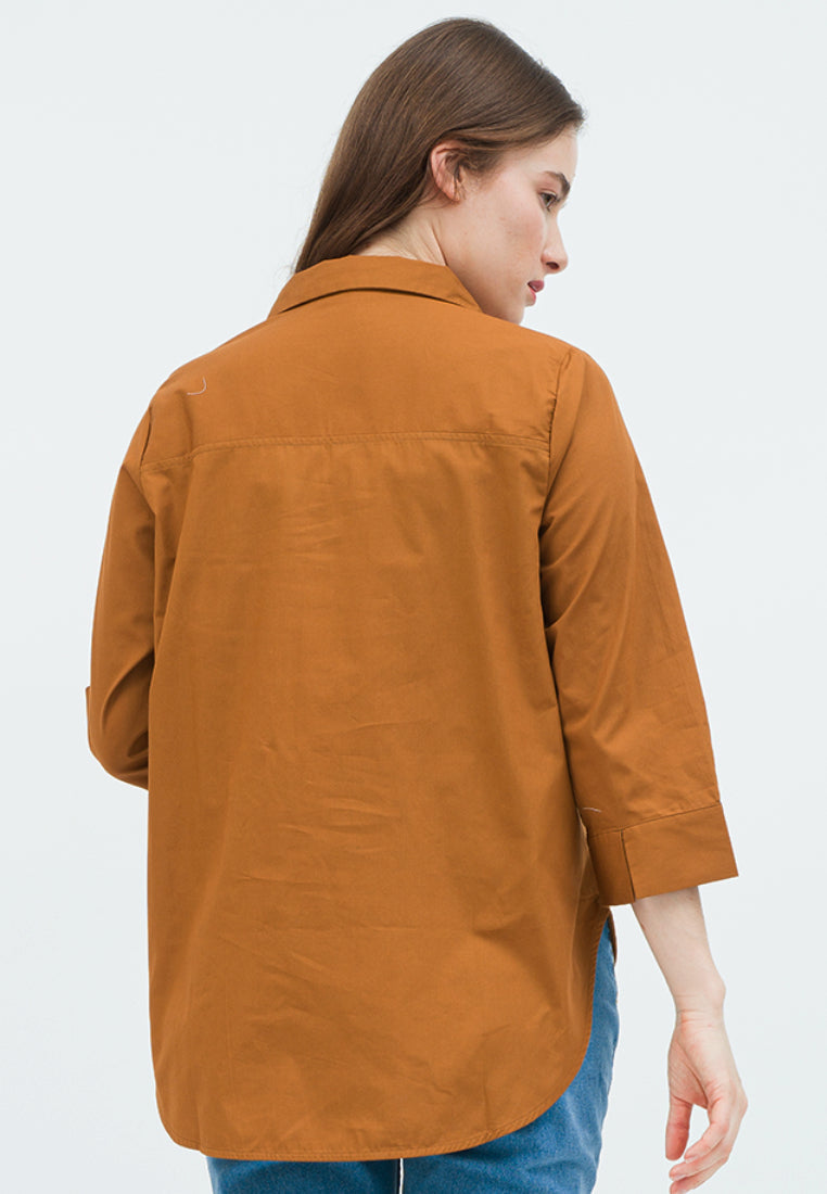 Long Sleeve Blouse with Open Collar