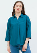 Long Sleeve Blouse with Open Collar