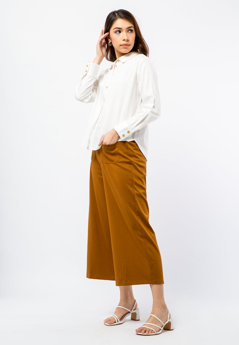 Long Sleeve Blouse with Horn Button