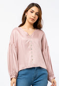 Puff Sleeve Blouse with Button Details