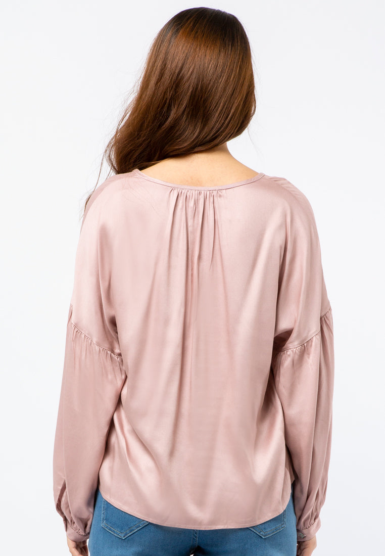 Puff Sleeve Blouse with Button Details