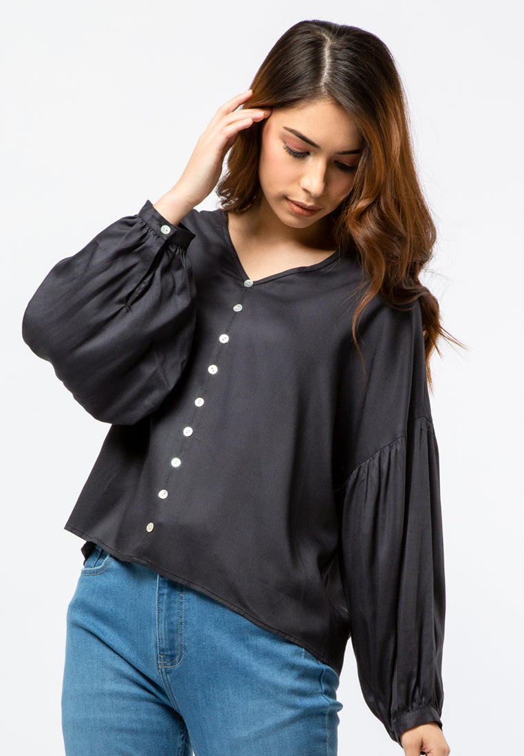 Puff Sleeve Blouse with Button Details