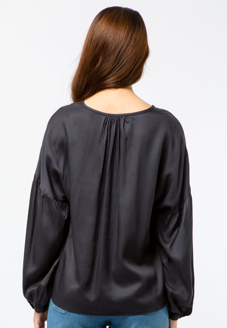 Puff Sleeve Blouse with Button Details