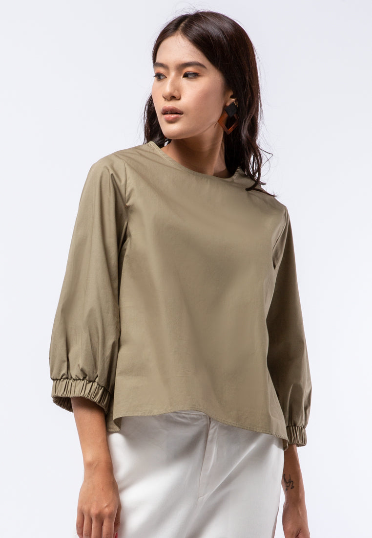 Balloon Sleeve Poplin Blouse