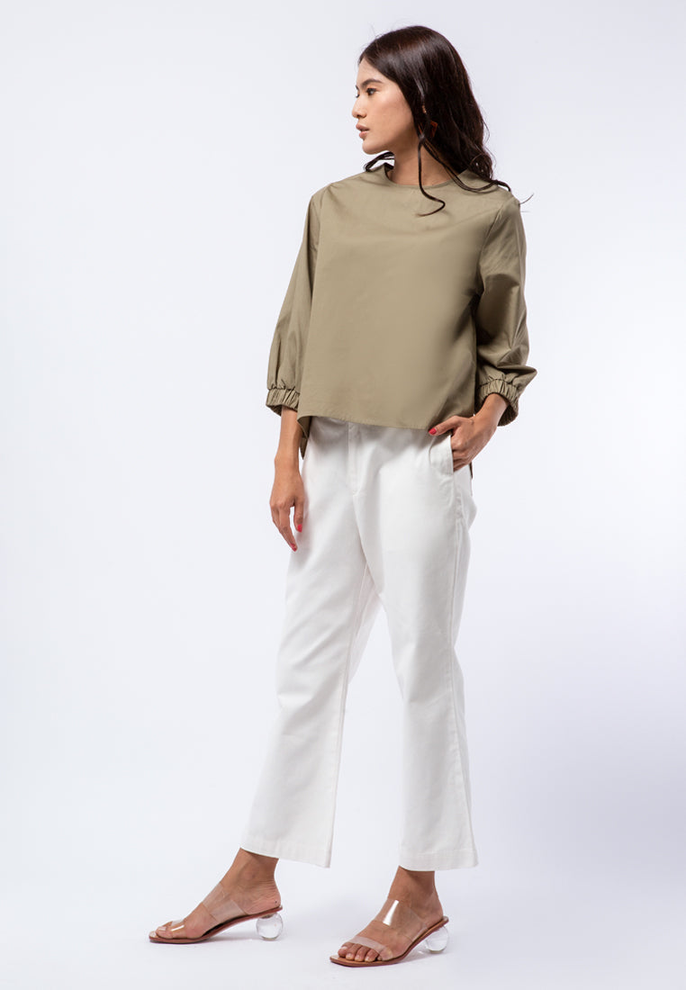 Balloon Sleeve Poplin Blouse