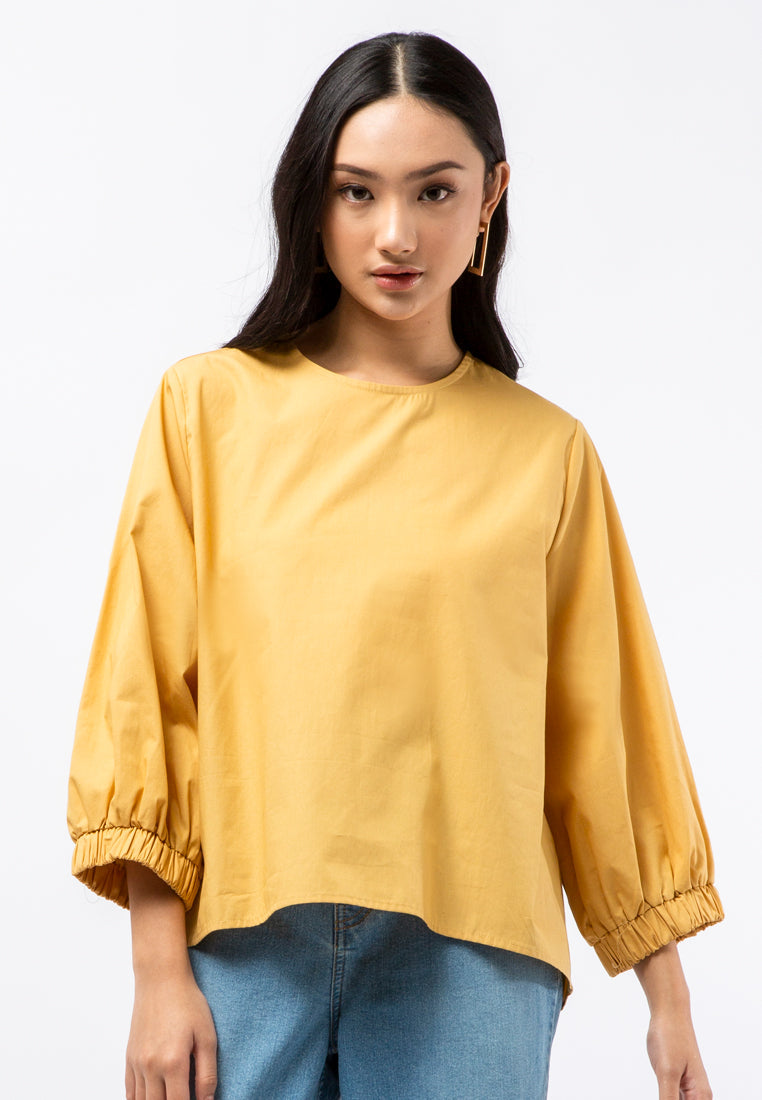 Balloon Sleeve Poplin Blouse