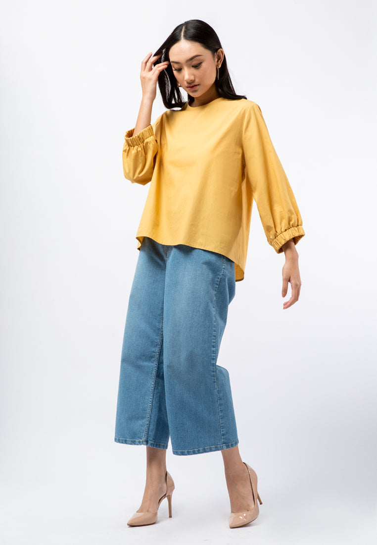 Balloon Sleeve Poplin Blouse