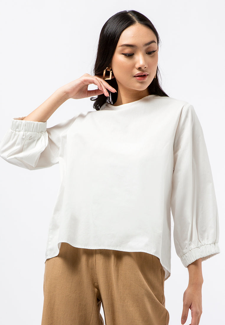Balloon Sleeve Poplin Blouse