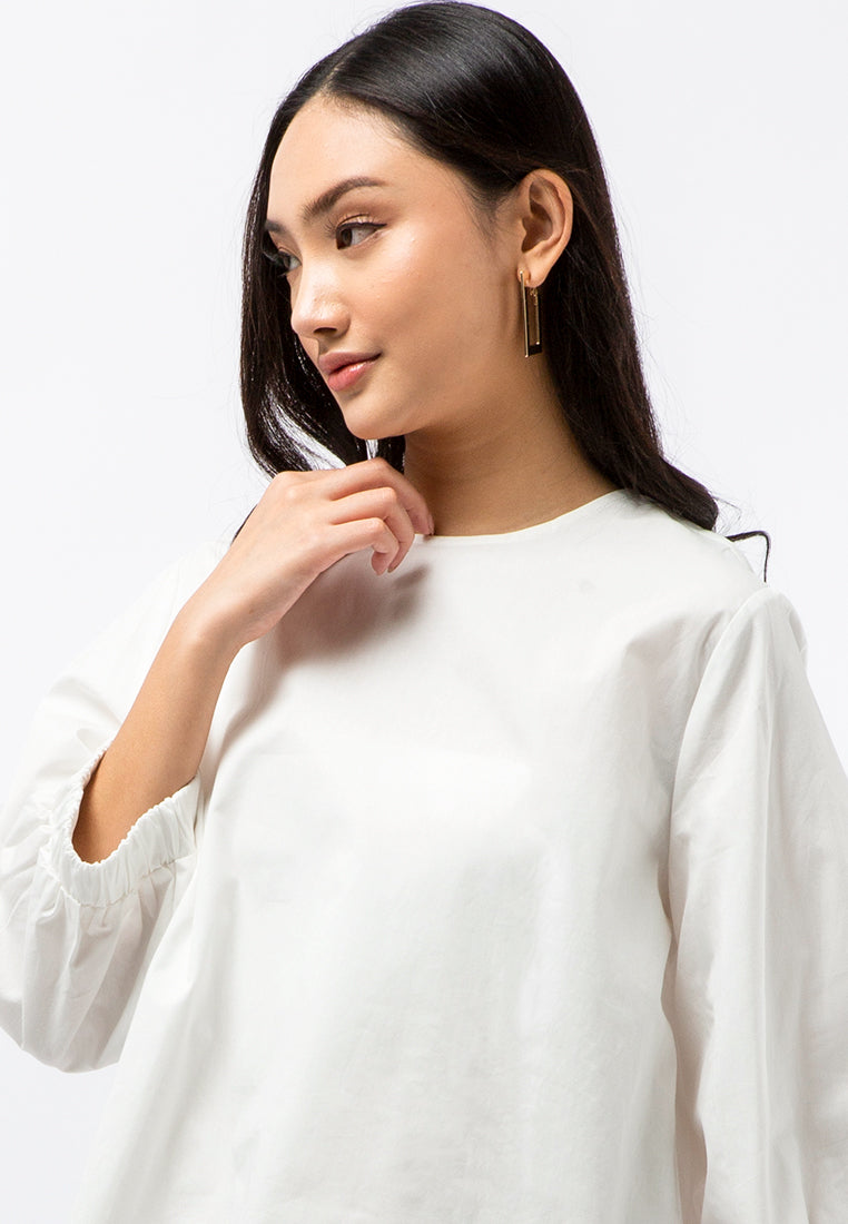 Balloon Sleeve Poplin Blouse