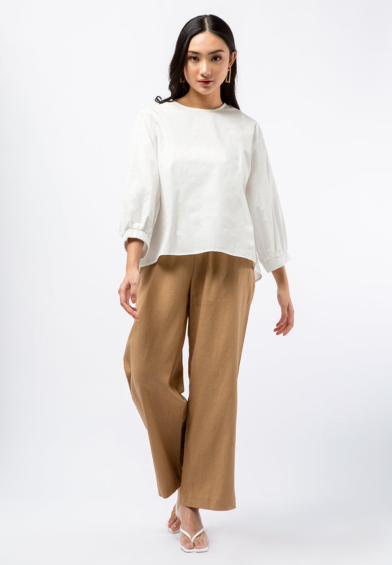 Balloon Sleeve Poplin Blouse