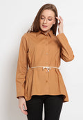 Belted Long Sleeve Blouse