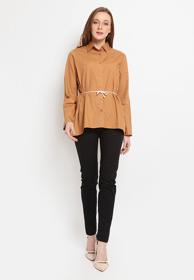 Belted Long Sleeve Blouse