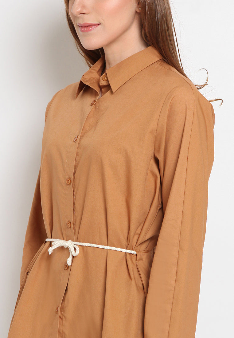 Belted Long Sleeve Blouse