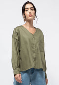 Long Sleeve Blouse with Patch Pocket