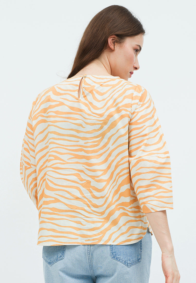 Boat Neck Printed Blouse