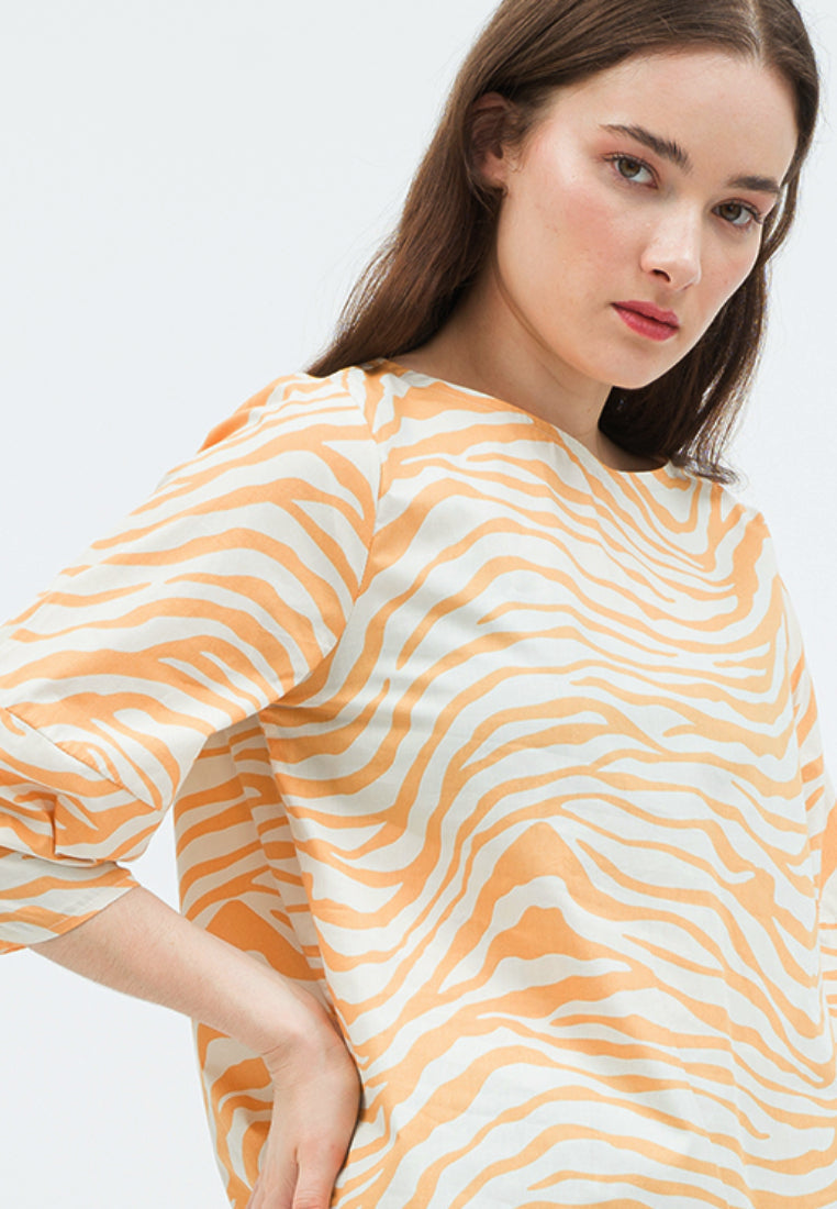 Boat Neck Printed Blouse