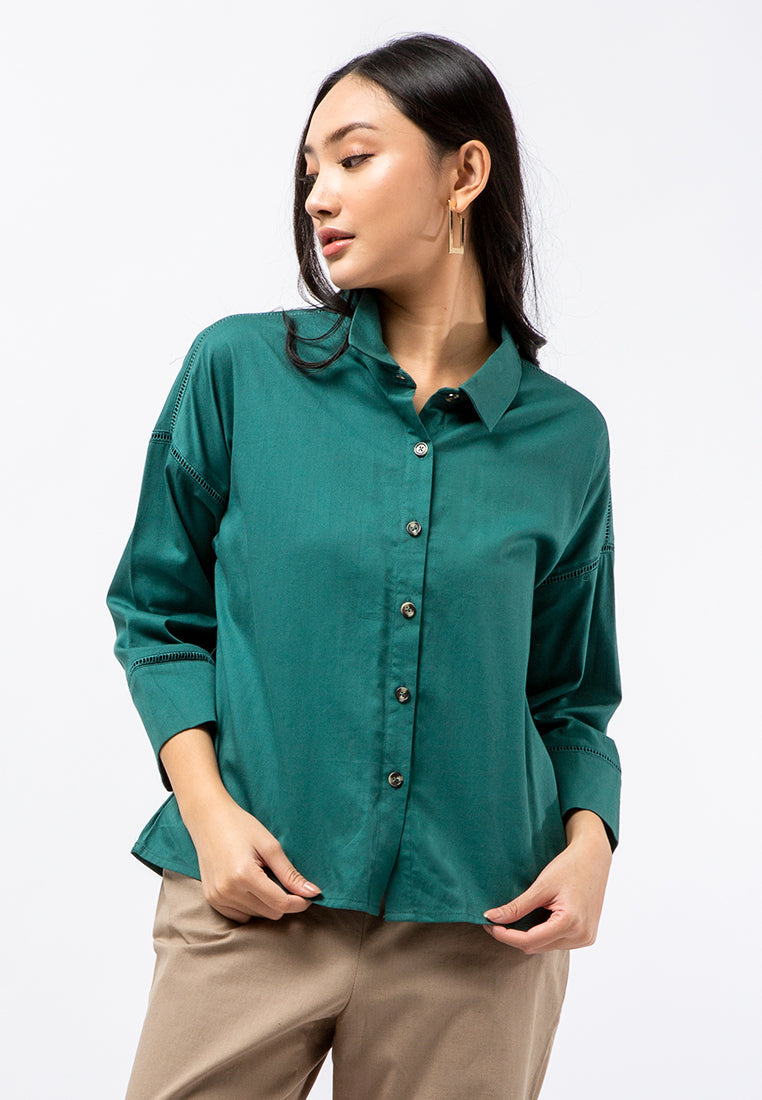 Blouse with Lace Trim Details