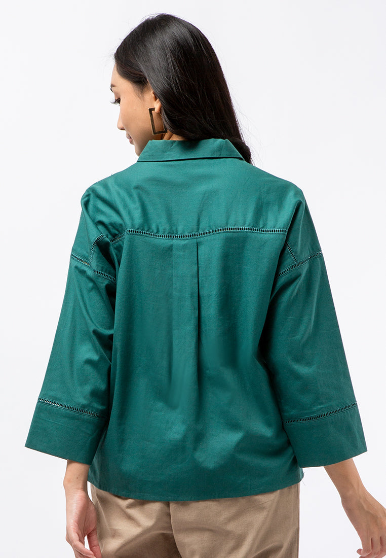 Blouse with Lace Trim Details