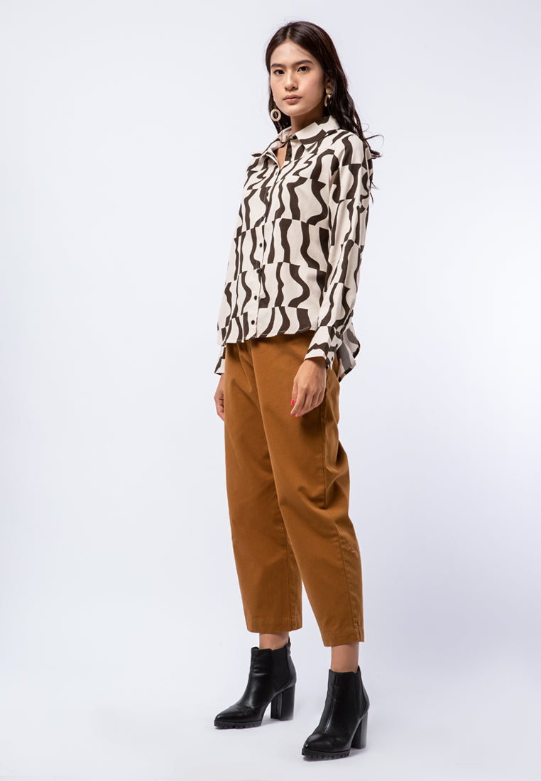 Printed Loose Long Sleeve Blouse