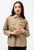 Loose Blouse with Front Zipper