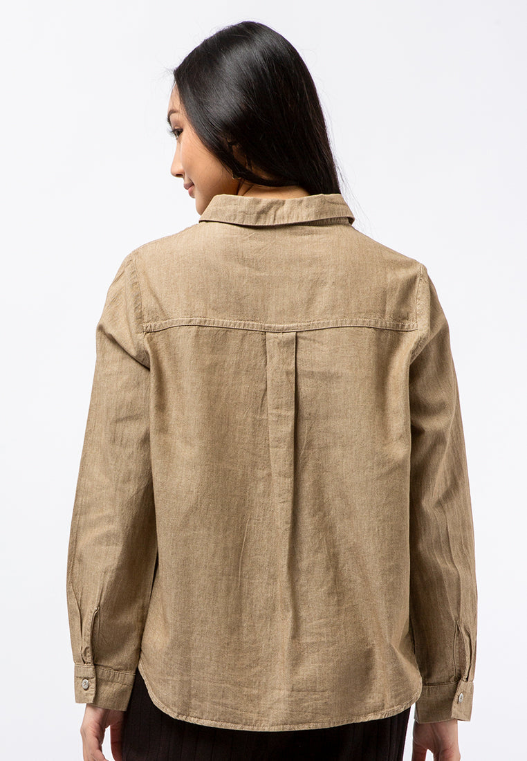 Loose Blouse with Front Zipper