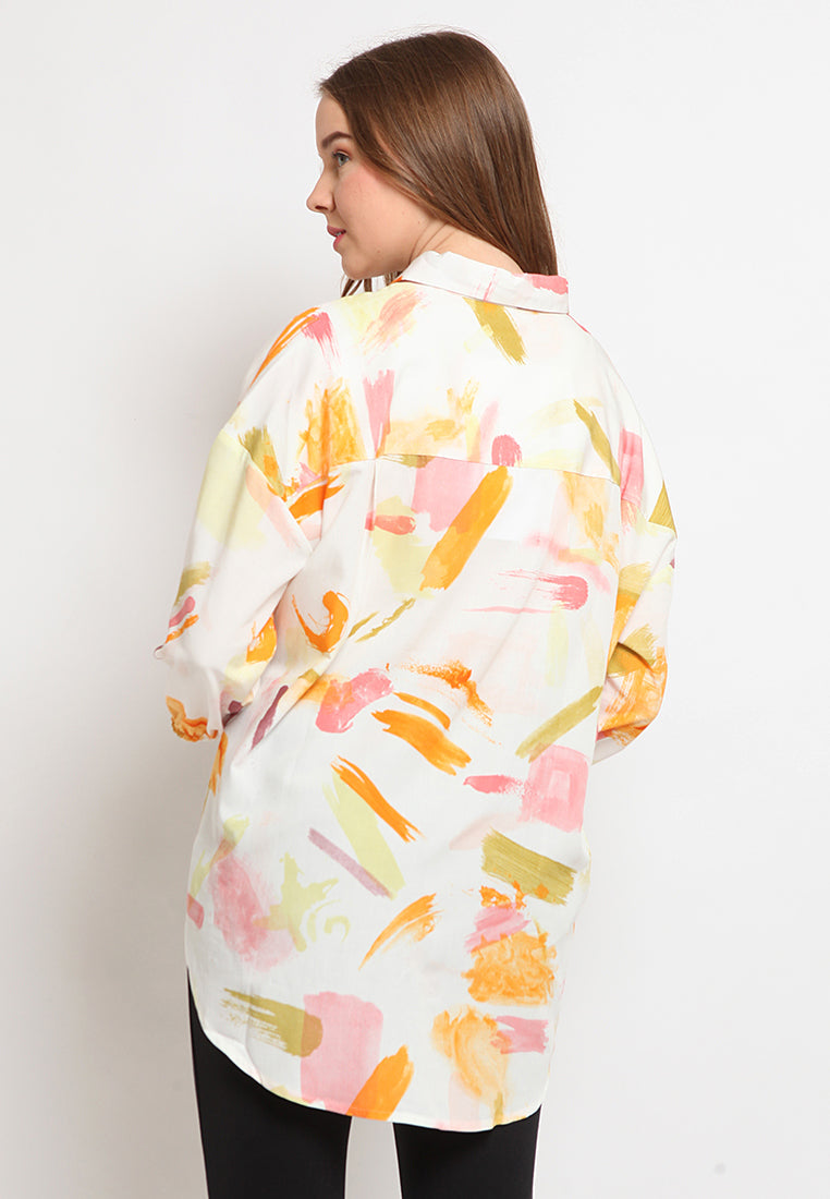 Puff Sleeve Printed Blouse