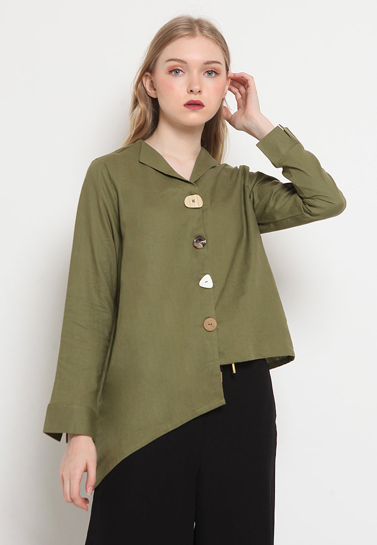 Long Sleeve Blouse with Asymmetric Hemline