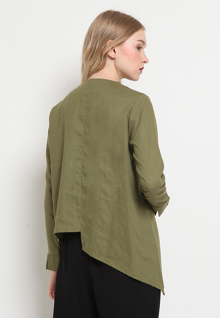 Long Sleeve Blouse with Asymmetric Hemline
