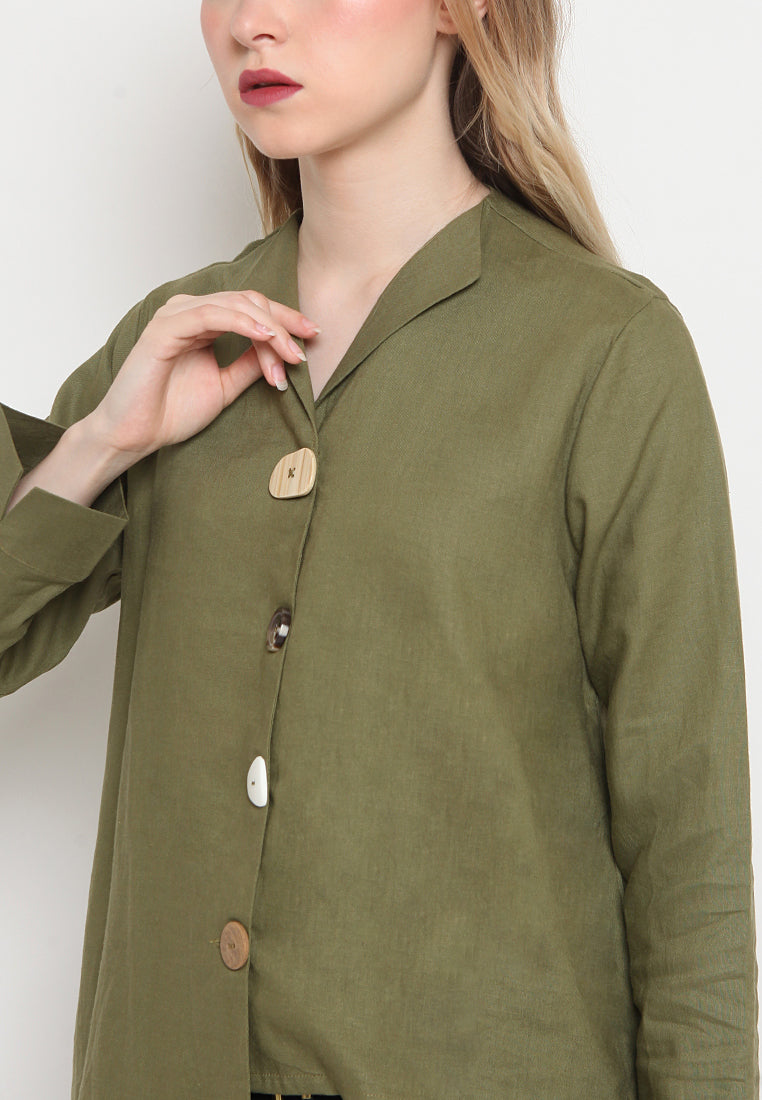 Long Sleeve Blouse with Asymmetric Hemline