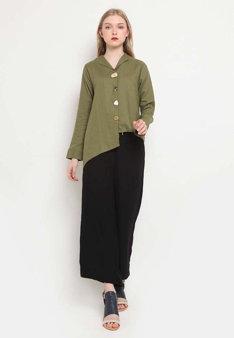 Long Sleeve Blouse with Asymmetric Hemline