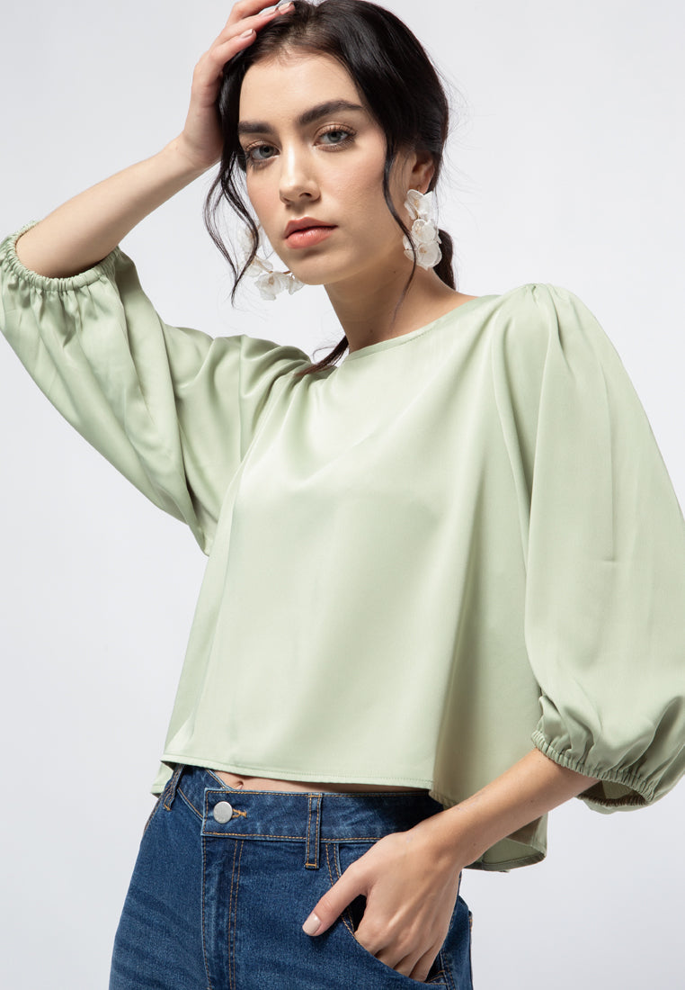 Puff Sleeve Crop Blouse