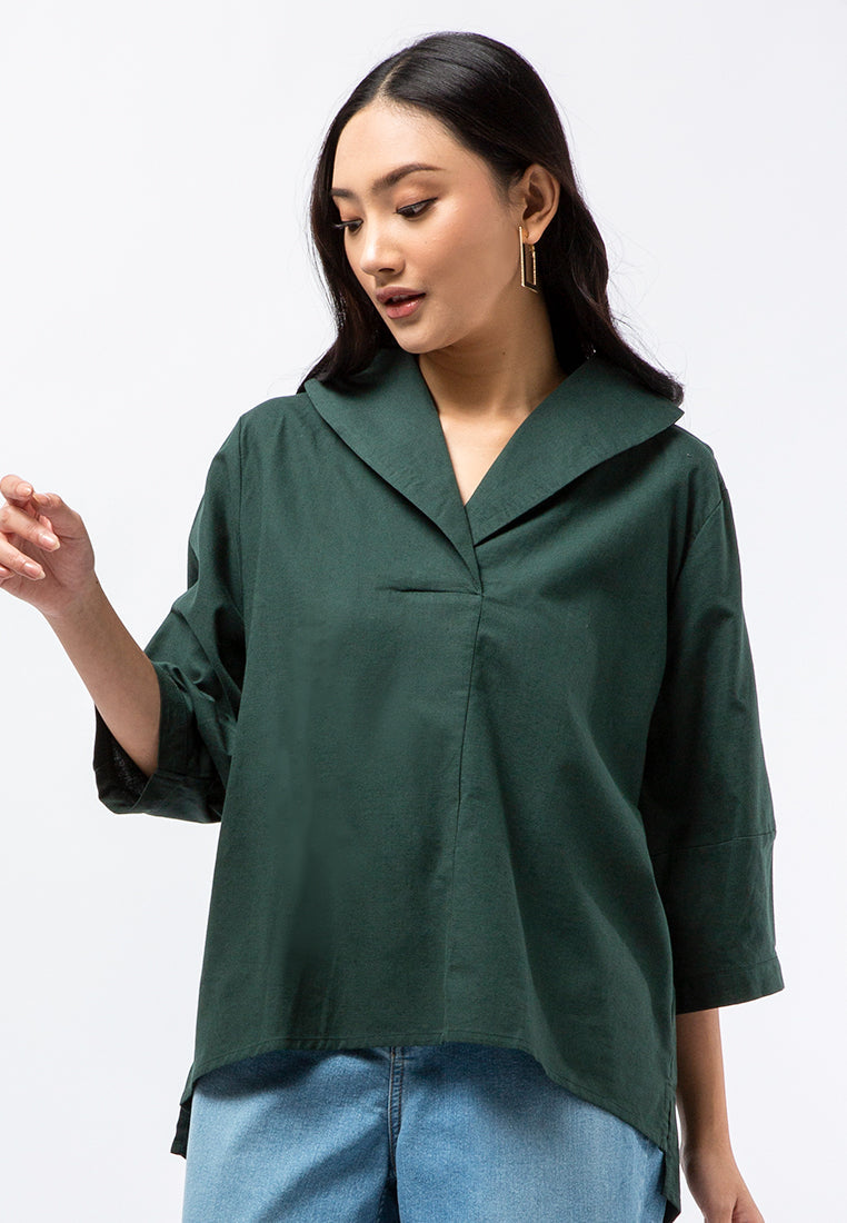 Puff Sleeve Blouse with Wide Collar