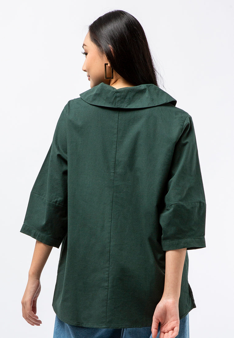 Puff Sleeve Blouse with Wide Collar