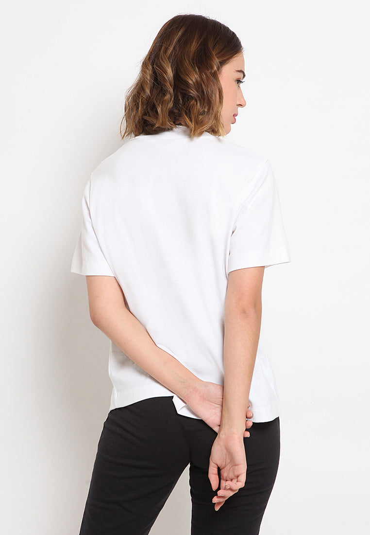 Mock Neck Short Sleeve Blouse