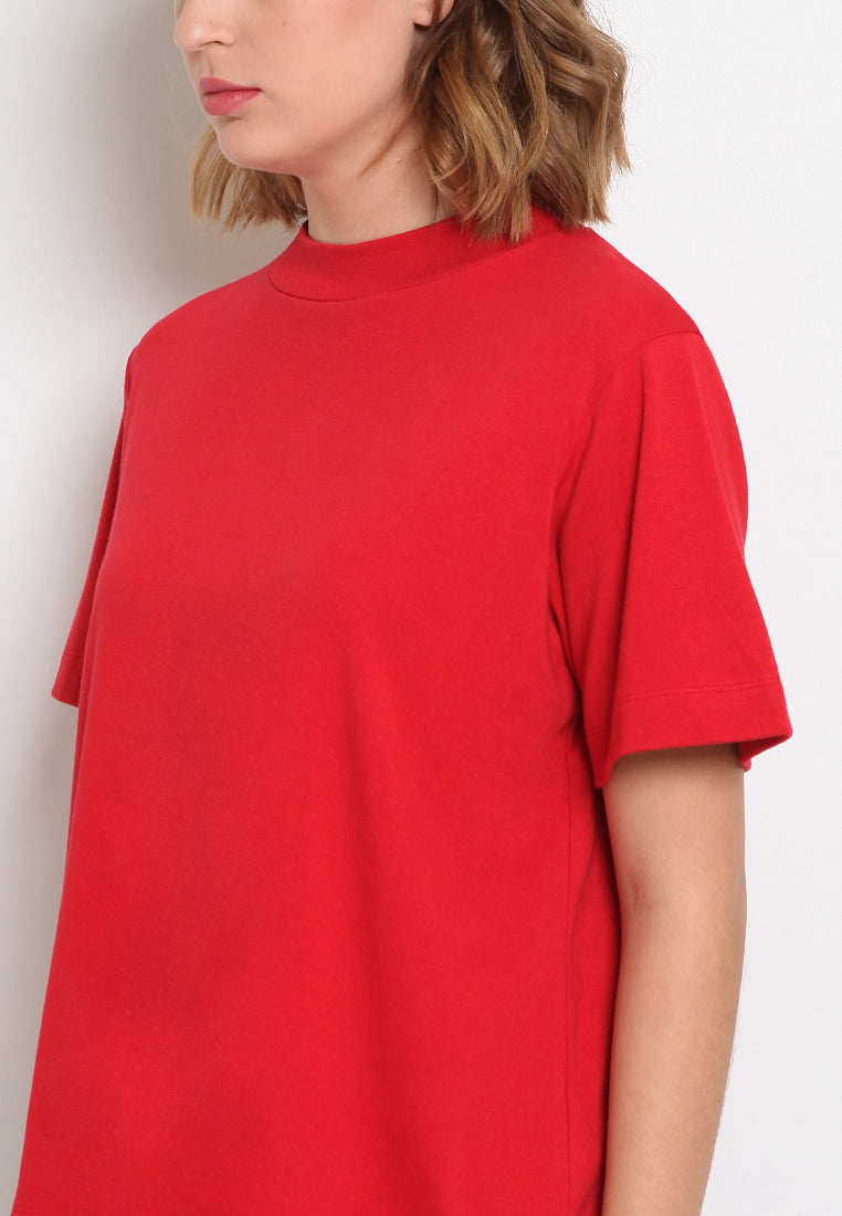 Mock Neck Short Sleeve Blouse